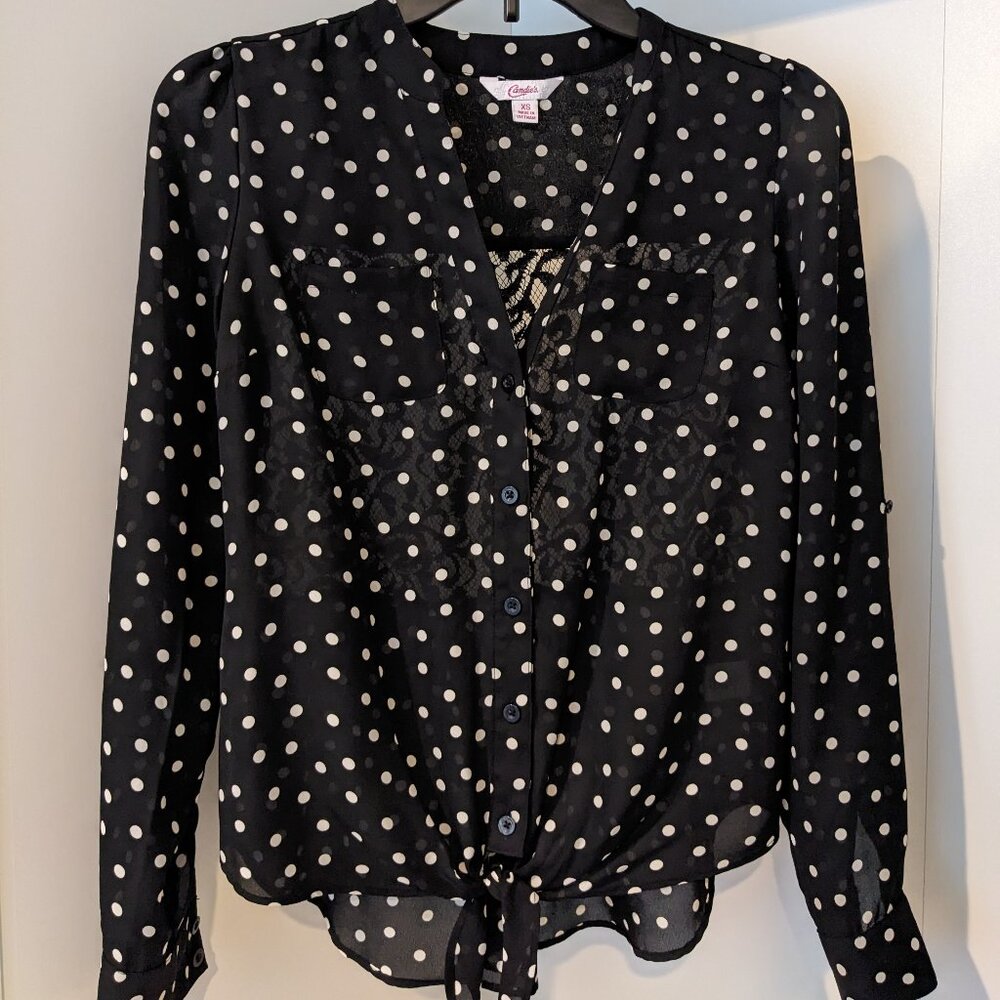 Candies sheer blouse lace-back XS